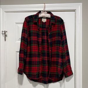 American Eagle Outfitters Red and Green Plaid Shirt